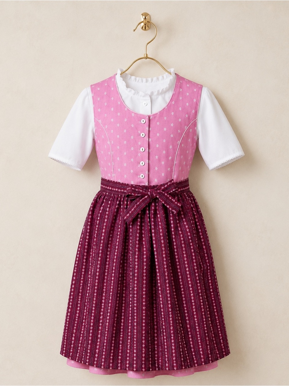 Isar-Trachten Girls 3-Piece German Dirndl Set Pink Size  EU 140 / US 10 NEW